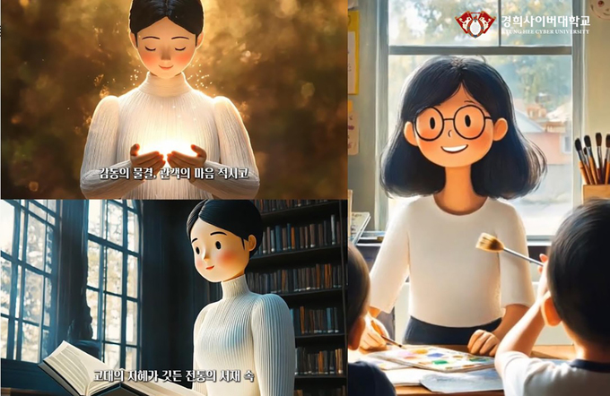 ▲ 경희사이버대 문화예술경영학과, 대학원생들의 사연으로 만든 숏폼 영상(https://url.kr/tityt1, https://url.kr/7pkbj3)의 장면들